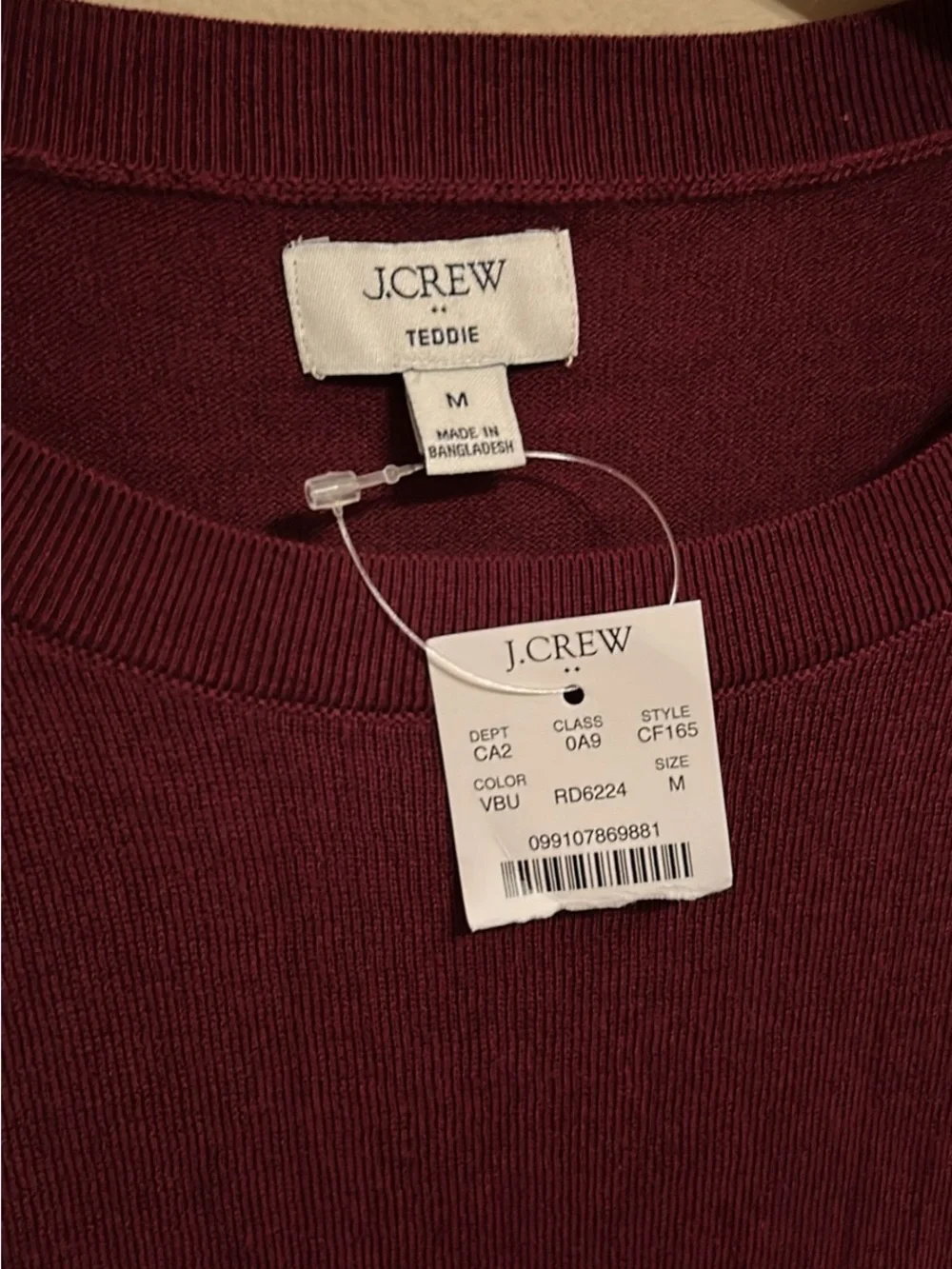 J. Crew Teddie Crewneck Sweater in Deep Wine